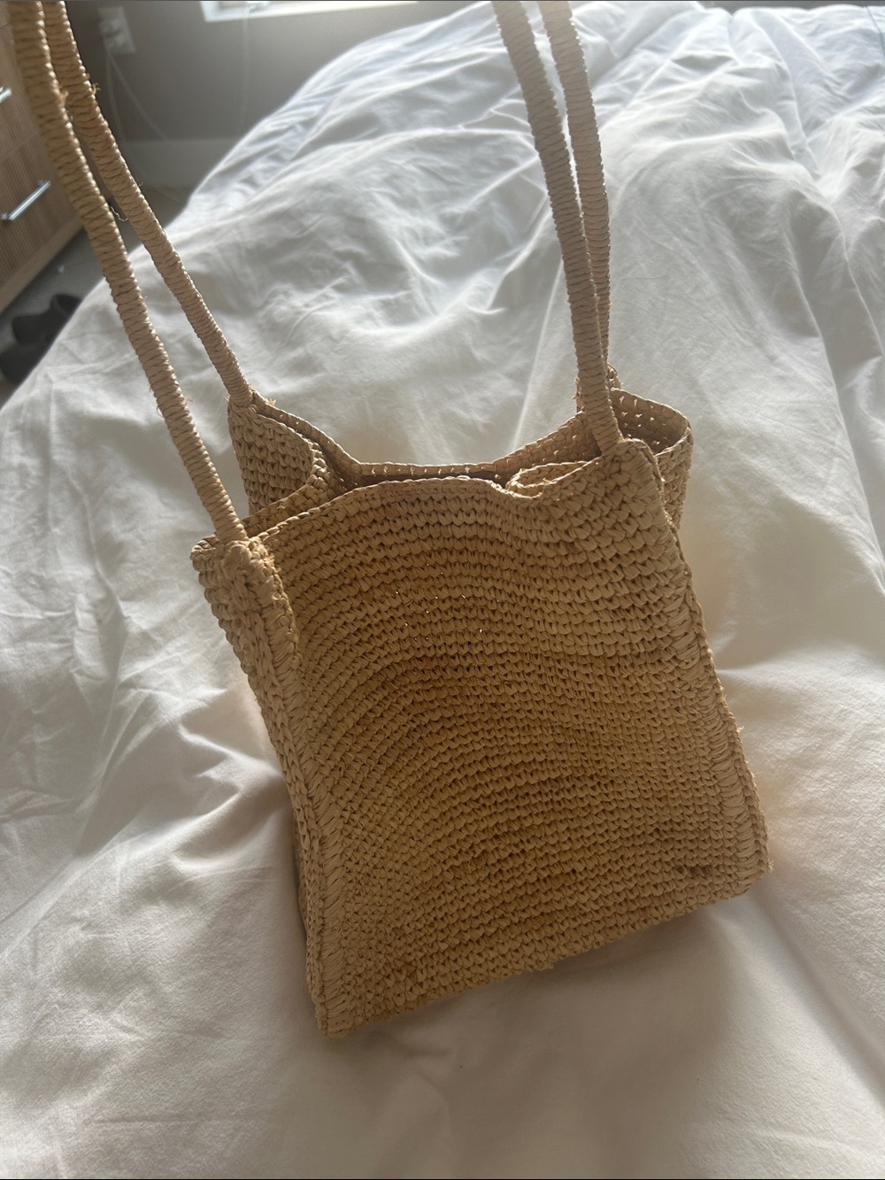 NWT madewell small tote Woven Straw Shoulder Bag in Natural raffia - Picture 3 of 5